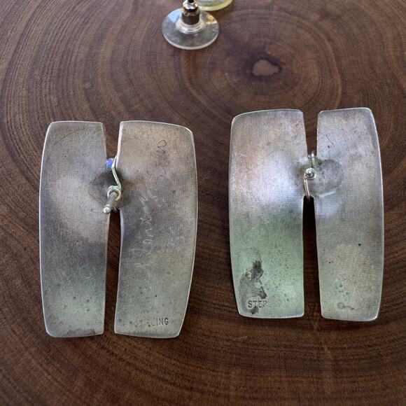 Lynda Fullerton & Bahr Sterling Silver Pearl Pierced Earrings Statement Asian - Picture 6 of 9